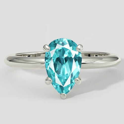 Bague Paraiba en forme de poire de 2 carats