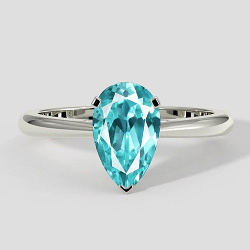 Bague Paraiba poire 2,5 ct en or blanc 14 carats