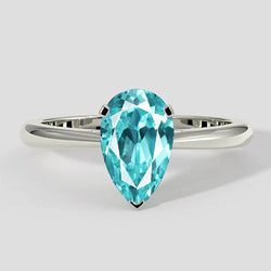 Bague Paraiba poire 2,5 ct en or blanc 14 carats