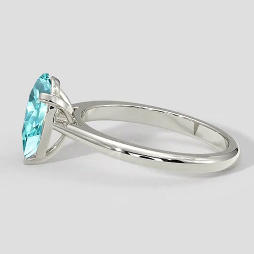 Bague Paraiba poire 2,5 ct en or blanc 14 carats