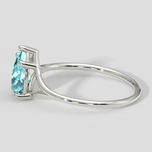 Bague Paraiba poire à tige fendue 1 ct
