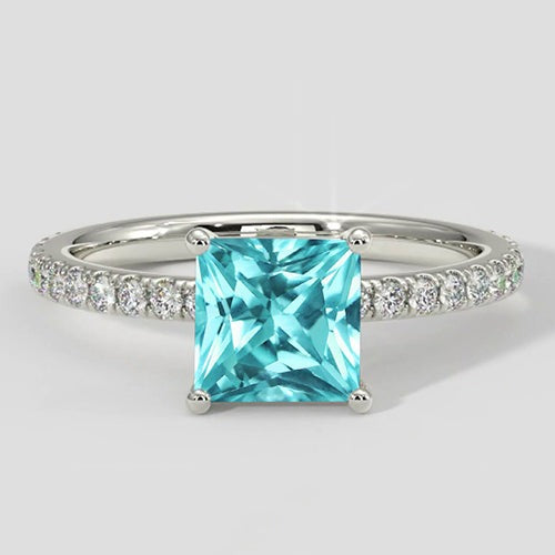 Bague Paraiba taille coussin de 2,75 carats
