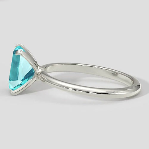 Bague Paraiba taille émeraude naturelle en or blanc