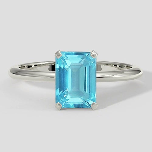 Bague Paraiba taille émeraude naturelle en or blanc