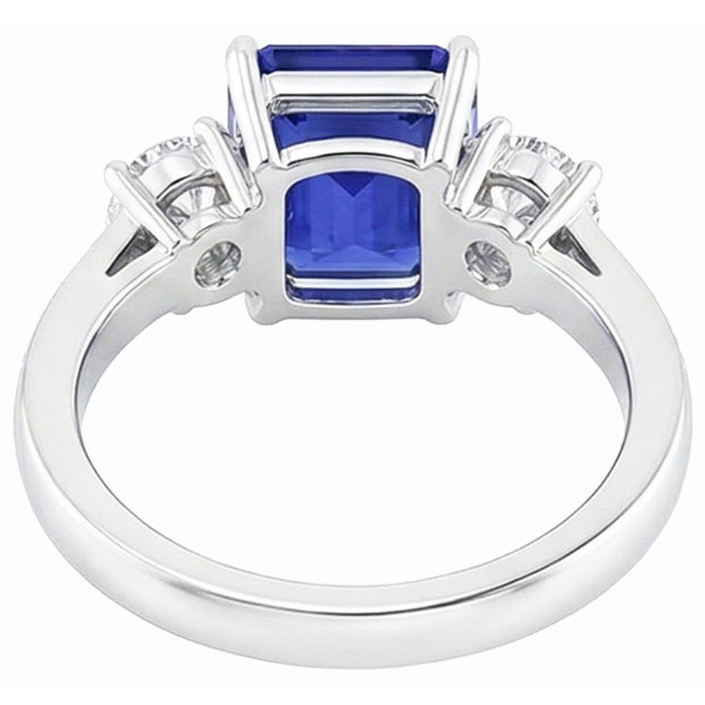 naturel round saphir 6carats bague vue de dessus