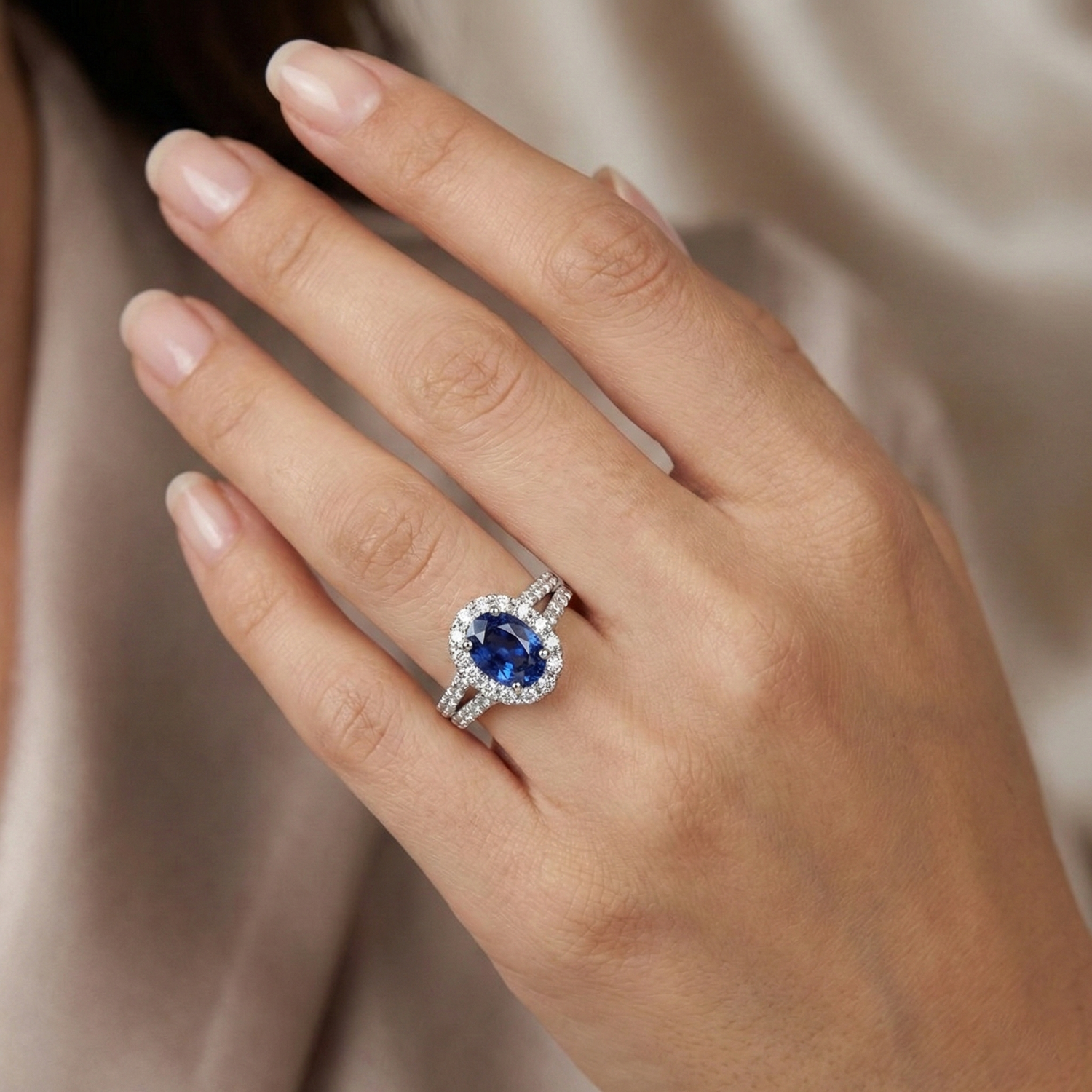 naturel oval diamant 3carats bague vue de profil