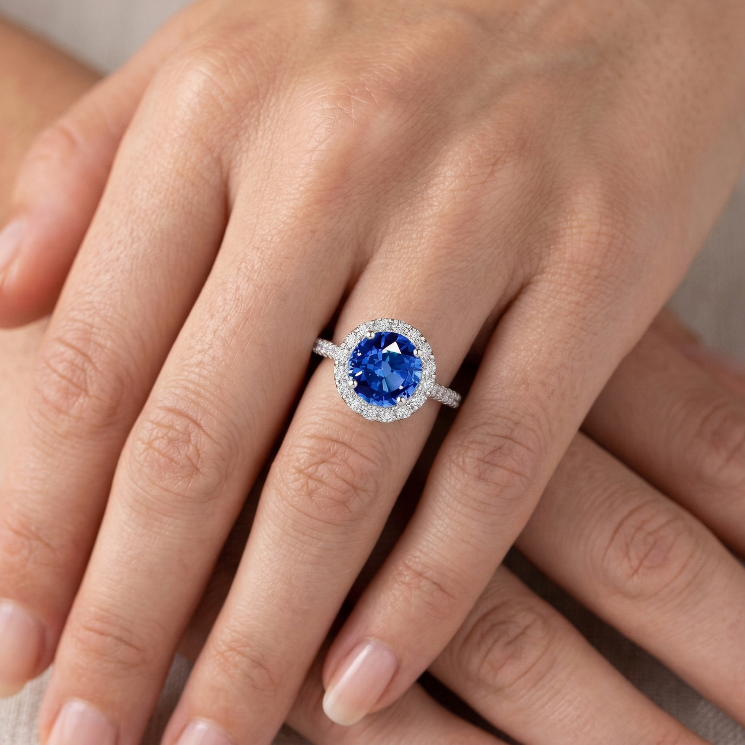 naturel round diamant 4carats bague avec accents diamants