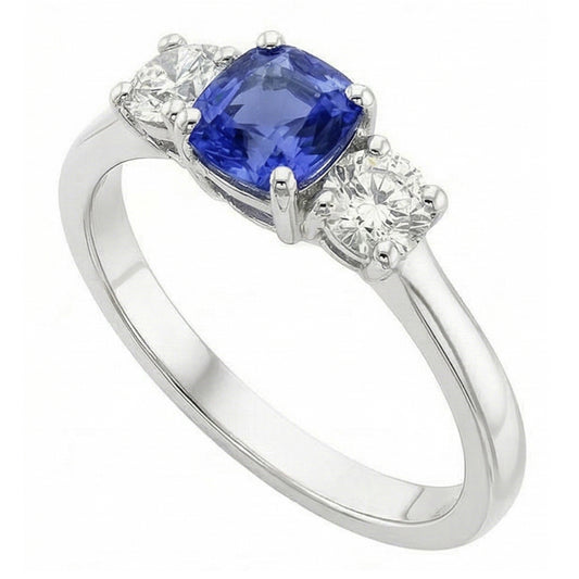 naturel round saphir 2carats bague angle de côté