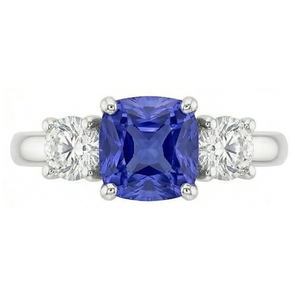 naturel round saphir 2carats bague détail rapproché