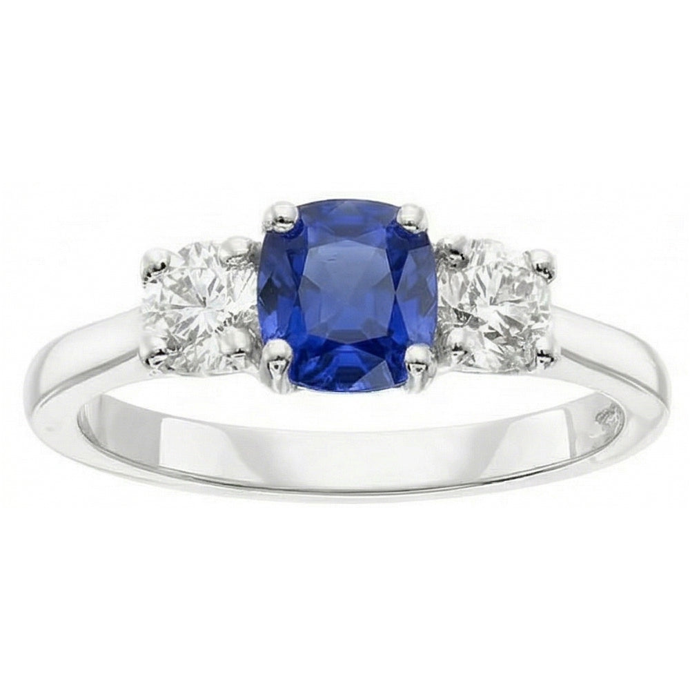 naturel round saphir 2carats bague vue de dessus