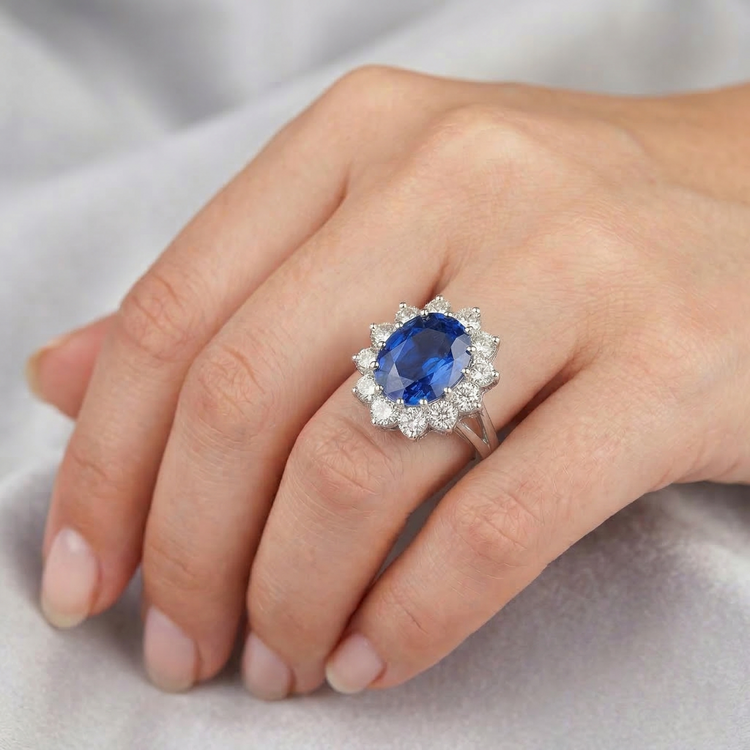 naturel round diamant 6.50carats bague sur blanc