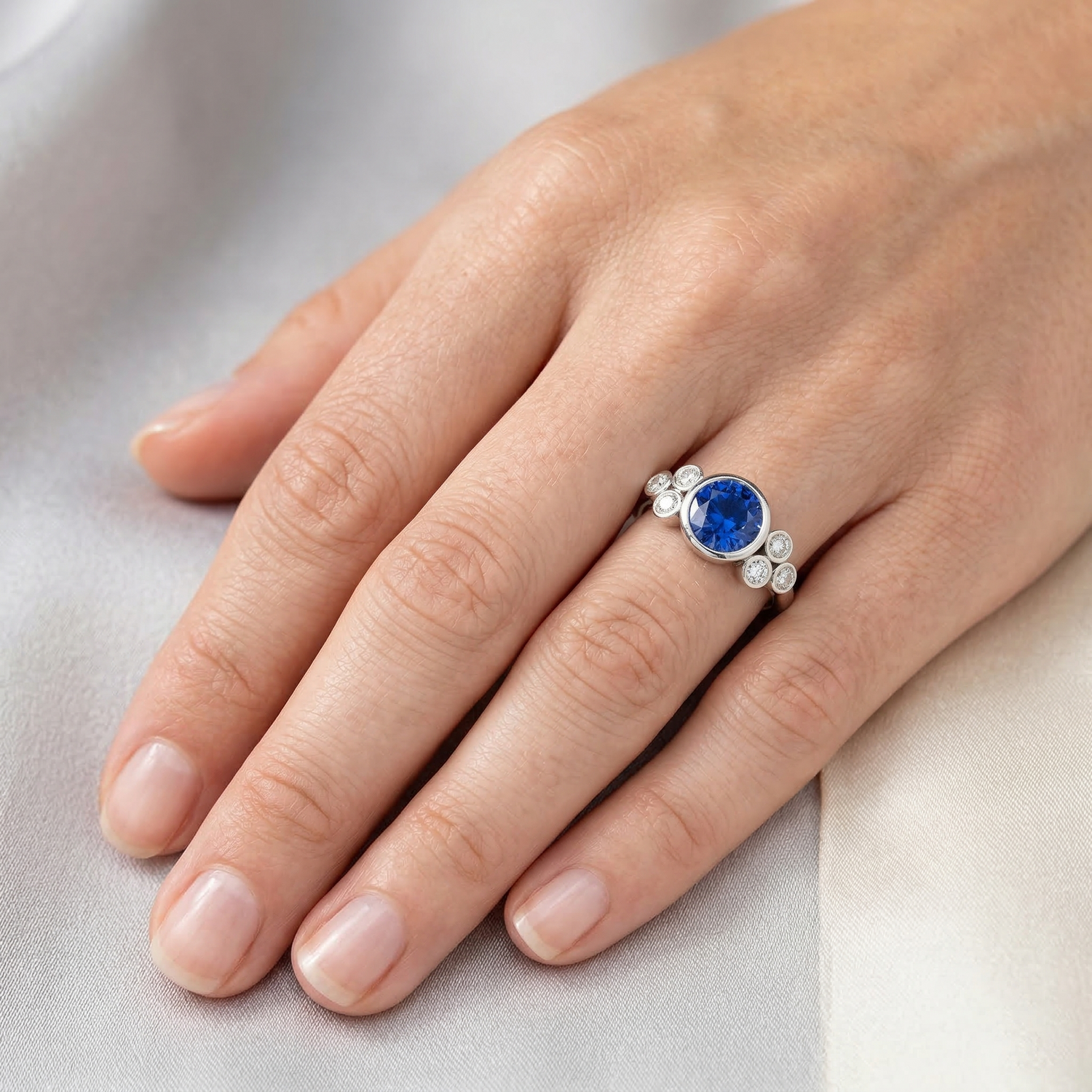 naturel round diamant 2.70carats bague avec accents diamants