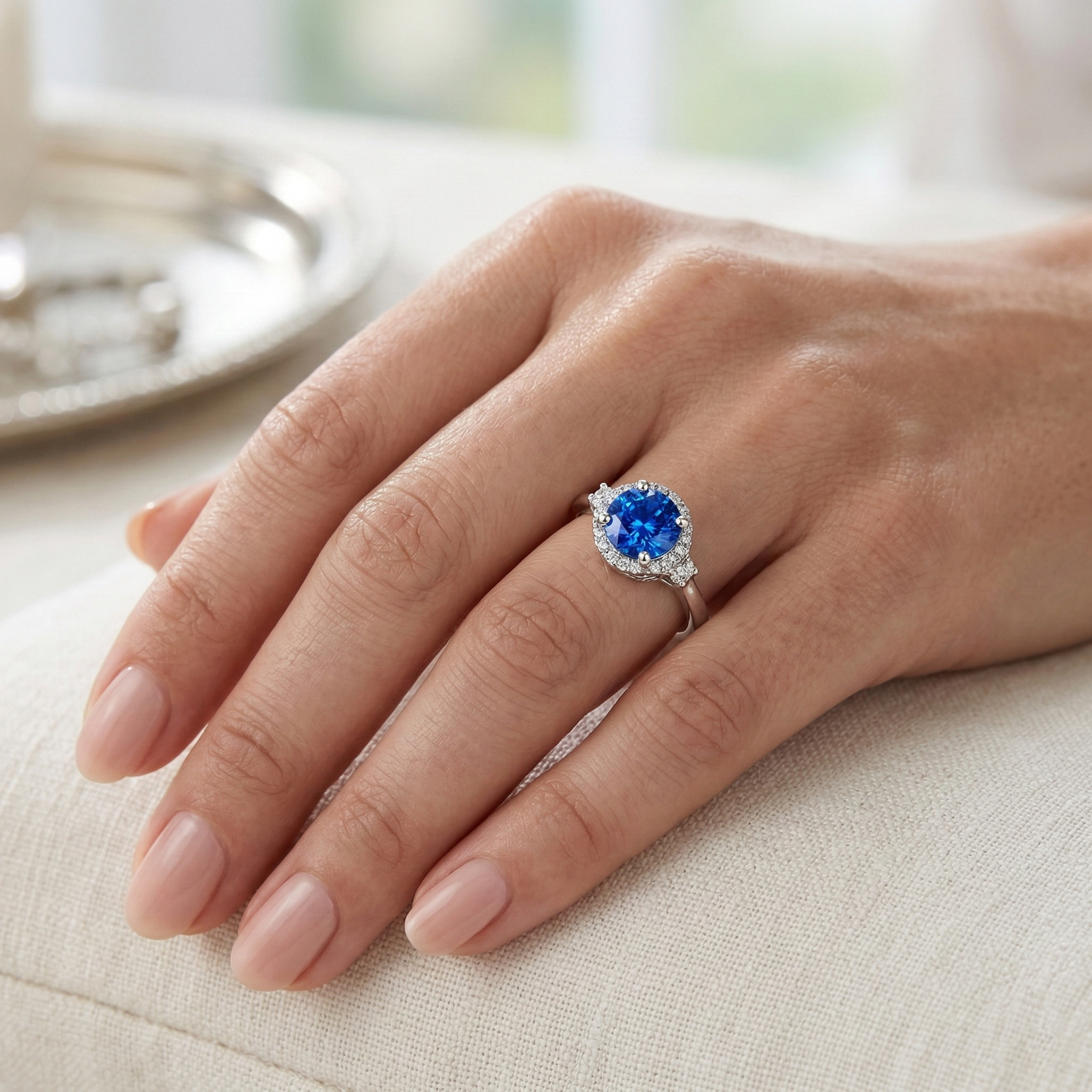 naturel round diamant 2.90carats bague avec accents diamants