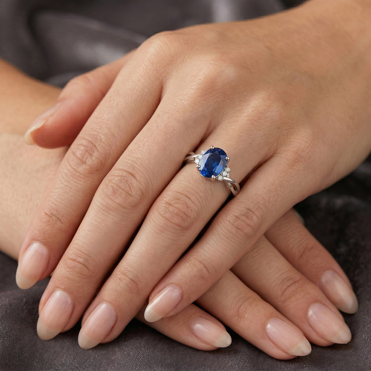 naturel oval diamant 1.80carats bague sur blanc