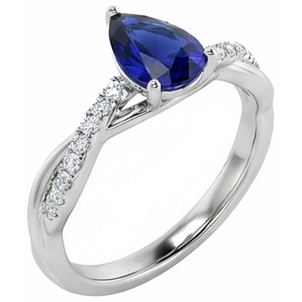 naturel pear diamant 2.50carats bague angle de côté