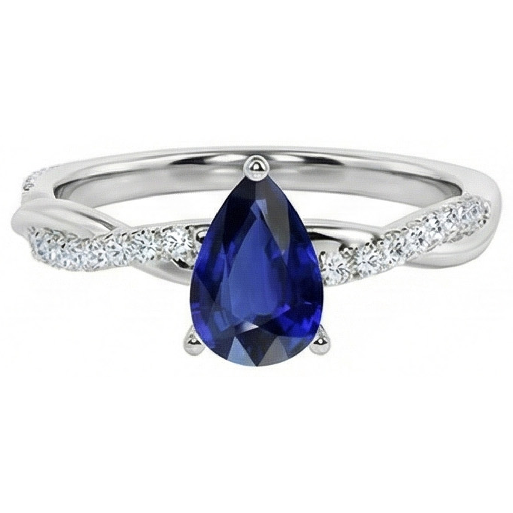 naturel pear diamant 2.50carats bague détail rapproché