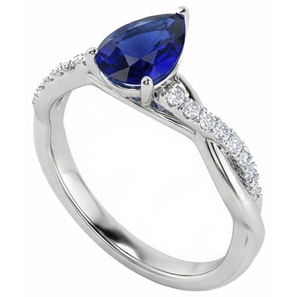 naturel pear diamant 2.50carats bague vue de dessus
