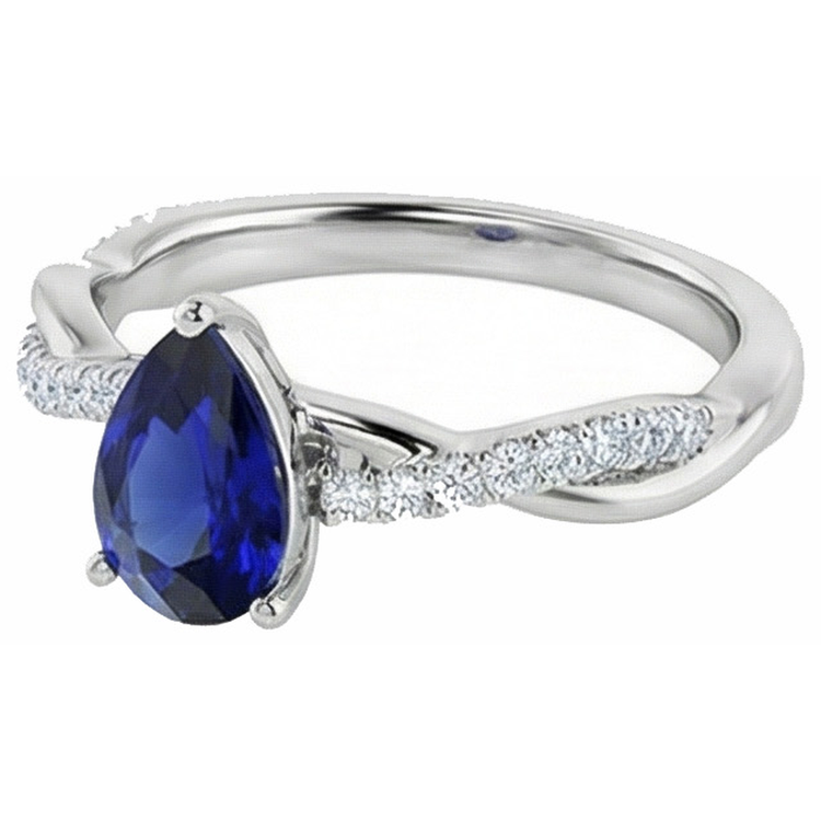 naturel pear diamant 2.50carats bague vue de profil