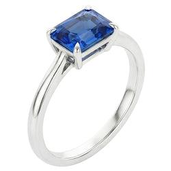 Bague Solitaire Rayonnante Griffe d'Aigle Or Saphir Bleu Clair 14K