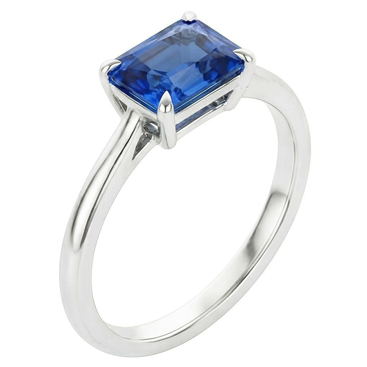 Bague Solitaire Rayonnante Griffe d'Aigle Or Saphir Bleu Clair 14K
