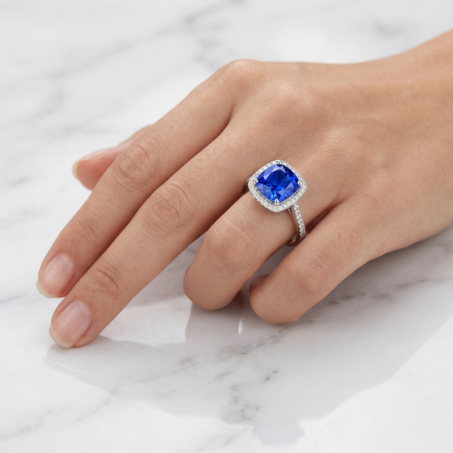 naturel cushion diamant 3.30carats bague avec accents diamants