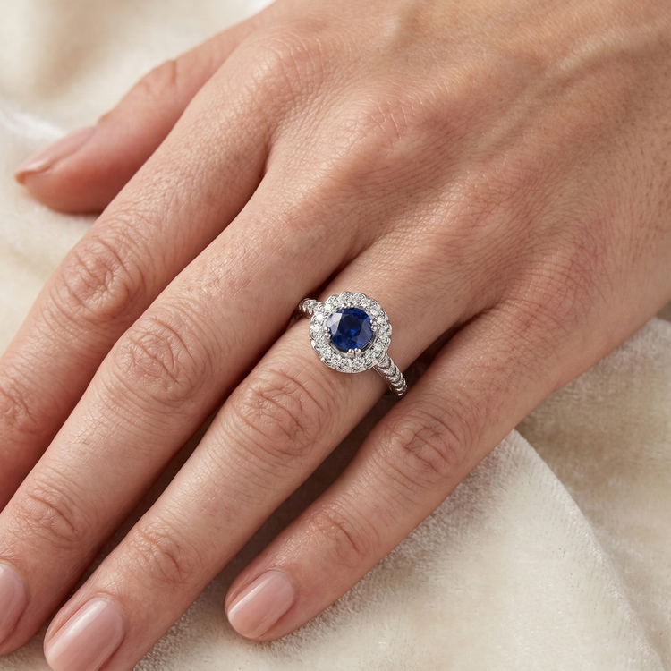 naturel round diamant 1.60carats bague sur blanc