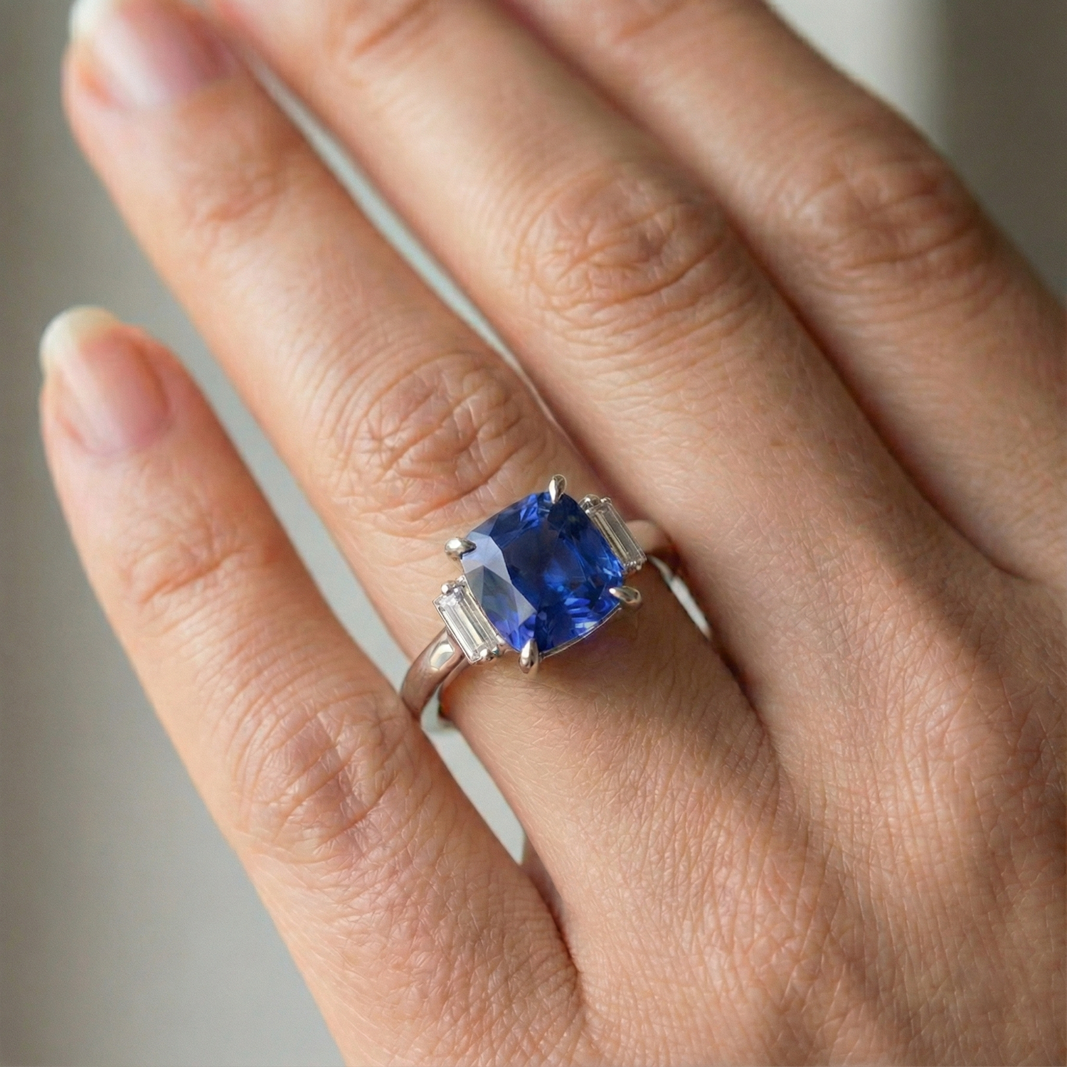 naturel baguette saphir 3.25carats bague certificat