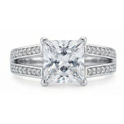 Bague Anniversaire De Luxe En Or Blancà 3,51 Carats De Diamants Princesses