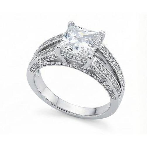 Bague Anniversaire De Luxe En Or Blancà 3,51 Carats De Diamants Princesses