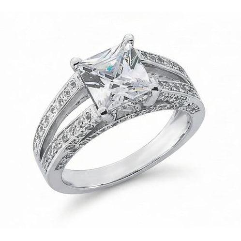 Bague Anniversaire De Luxe En Or Blancà 3,51 Carats De Diamants Princesses