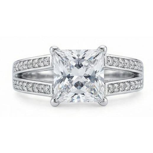 Bague Anniversaire De Luxe En Or Blancà 3,51 Carats De Diamants Princesses