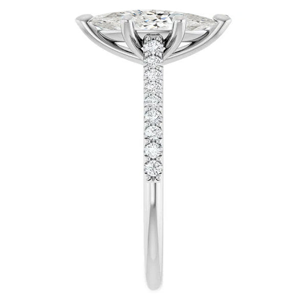 Bague De Fiançailles 3 Ct Marquise Et Réel Diamants Ronds Magnifiques