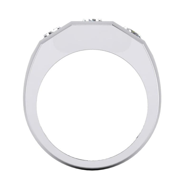 Bague Homme Trois Pierres Diamants Ronds de Laboratoire Or 14K