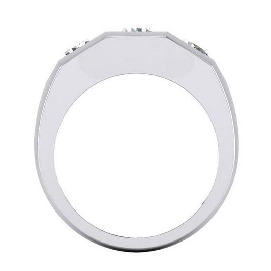 Bague Homme Trois Pierres Diamants Ronds de Laboratoire Or 14K