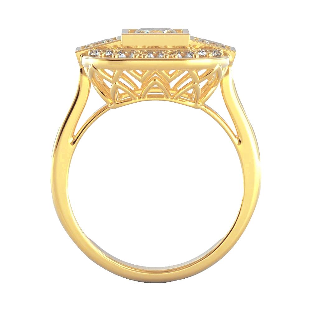 Bague Mariage Princesse Et Réel Diamant Rond 2.15 Carats Or Jaune 14K