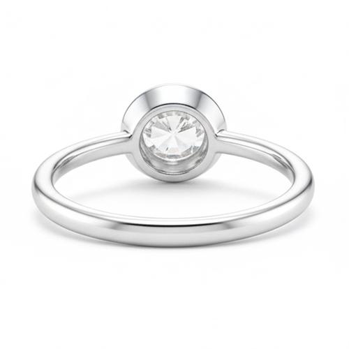 Bague Solitaire Lunette Sertie Ronde Vieux Réel Diamant Mineur Or Blanc 1 Carat