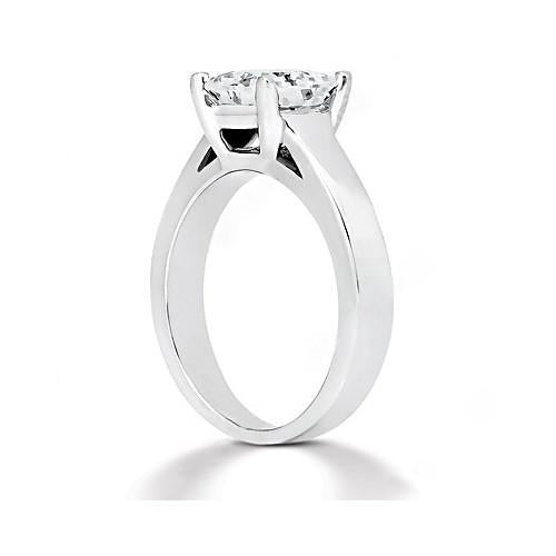 Bague Solitaire Réel Diamant Taille Princesse 1.51 Ct. Bijoux En Or Blanc 14K