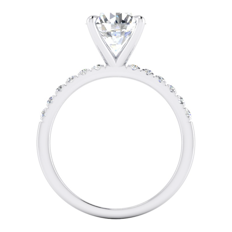 Bague de Fiançailles Réel Diamant 2.50 Carats Diamants Ronds Or Blanc 14K
