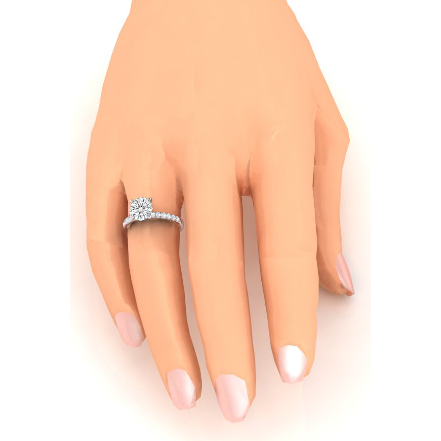 Bague de Fiançailles Réel Diamant 2.50 Carats Diamants Ronds Or Blanc 14K