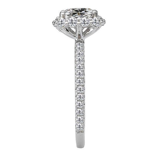 Bague de fiançailles halo Réel diamant rond taille ancienne mine 5.50 carats or blanc