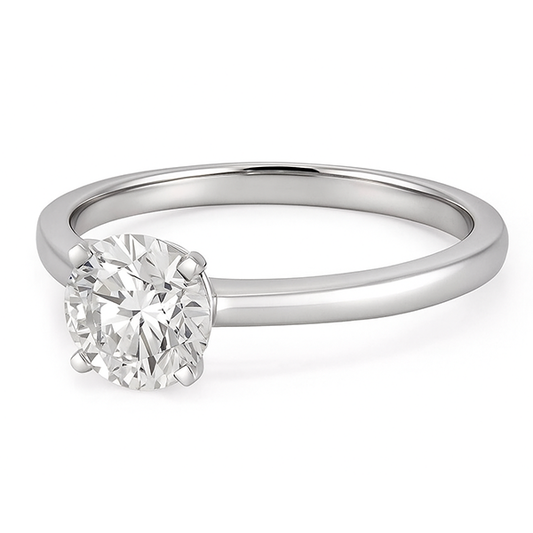Bague de mariage avec Réel diamants ronds solitaires de 1 carat en or blanc 14K
