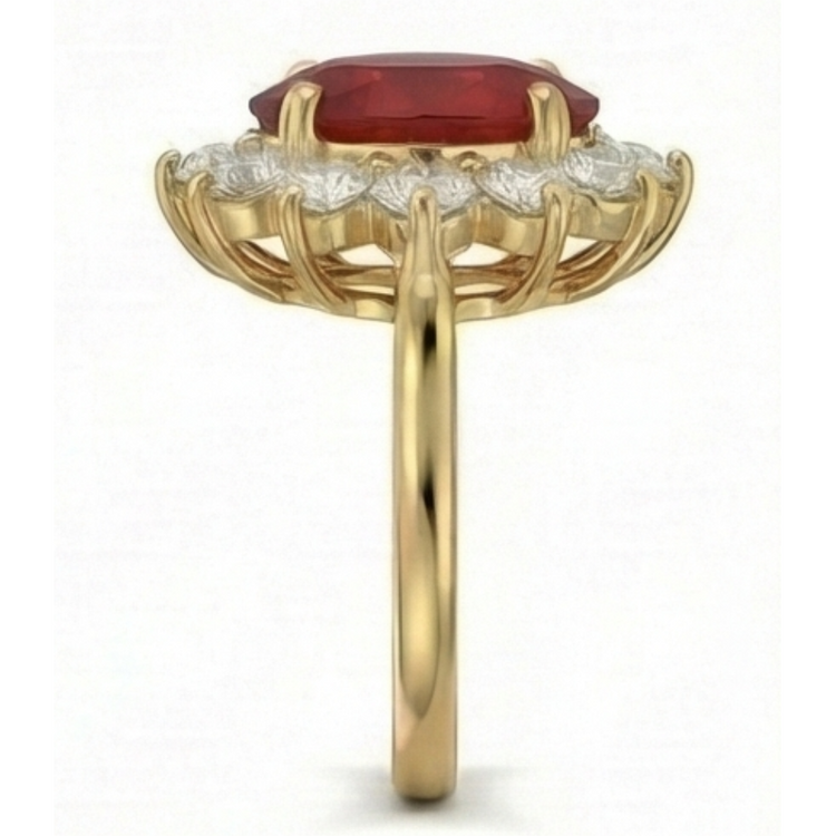 Bague de mariage diamant rubis rouge 5 carats en or jaune 14k