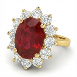 Bague de mariage diamant rubis rouge 5 carats en or jaune 14k
