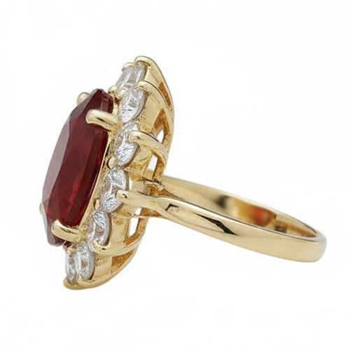 Bague de mariage diamant rubis rouge 5 carats en or jaune 14k