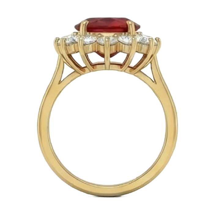 Bague de mariage diamant rubis rouge 5 carats en or jaune 14k