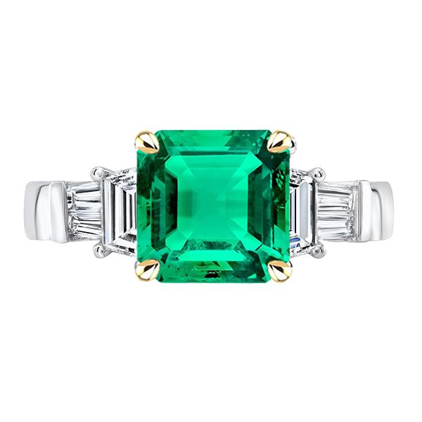 Bague en Diamant Extrait de Terre Taille Asscher Emeraude Verte Naturelle Pour Femmes