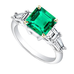 Bague en Diamant Extrait de Terre Taille Asscher Emeraude Verte Naturelle Pour Femmes