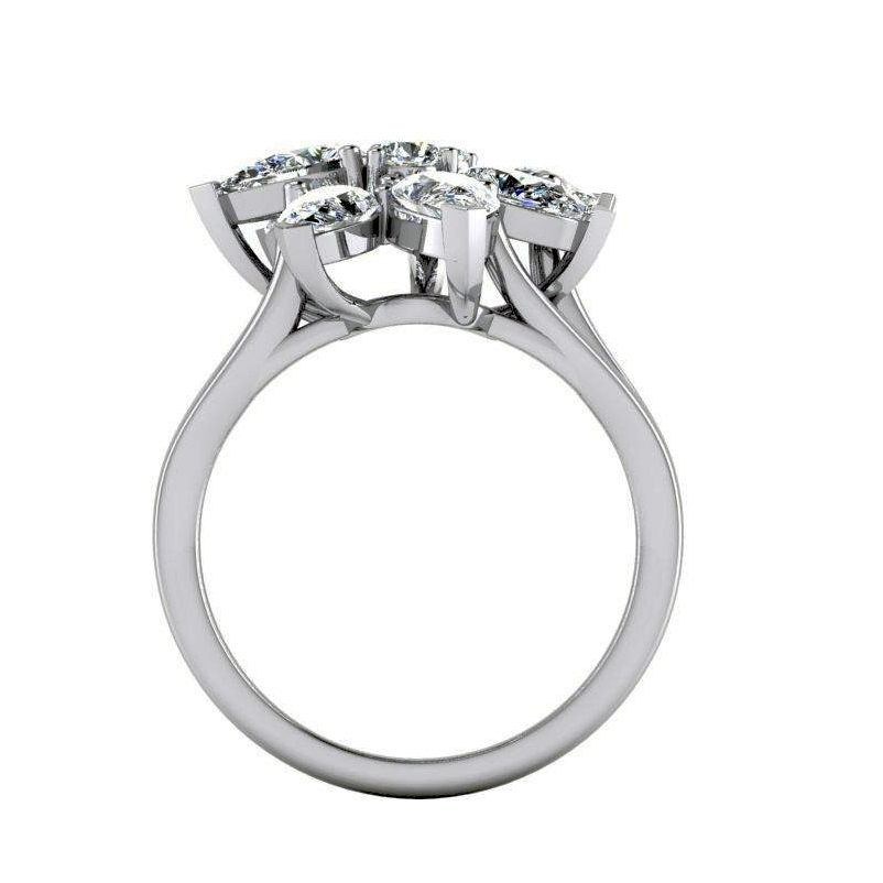 Bague en Grappe de Diamant Taille Poire 3 ct Or 14K Bijoux Pour Dames