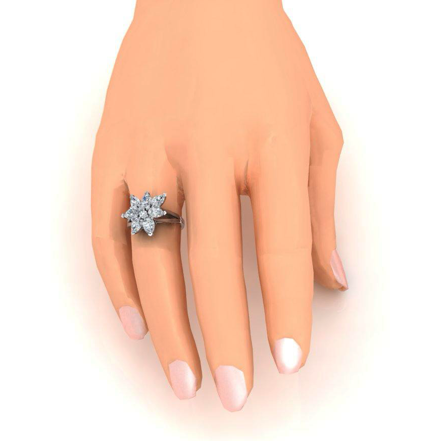 Bague en Grappe de Diamant Taille Poire 3 ct Or 14K Bijoux Pour Dames