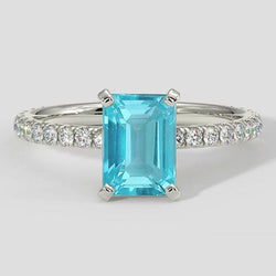 Bague style émeraude en tourmaline Paraiba de 1,50 ct